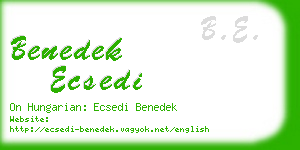 benedek ecsedi business card